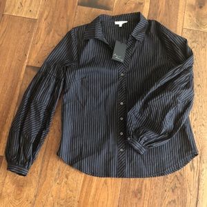 NWT pinstriped blouse with puffed sleeves